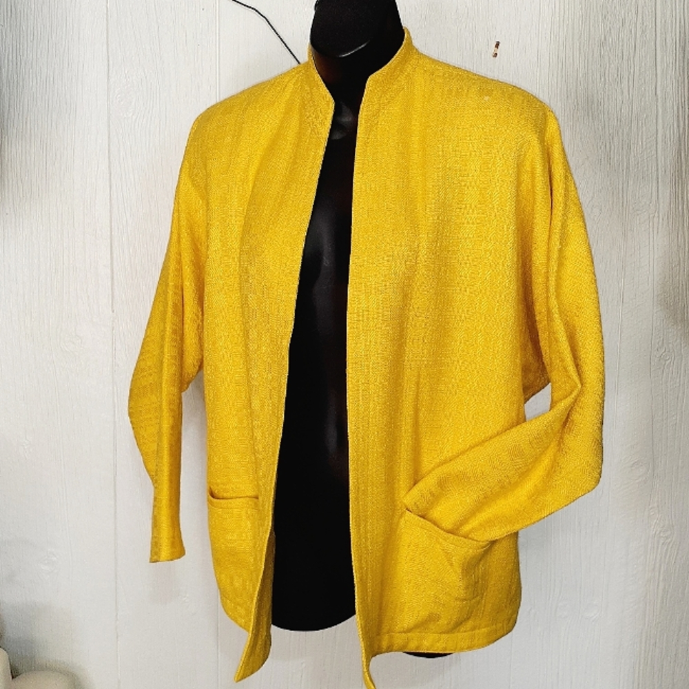 Vintage DATTILO High End Designer Gold Mandarin Collar Cardigan Oversize Blazer - Picture 8 of 8